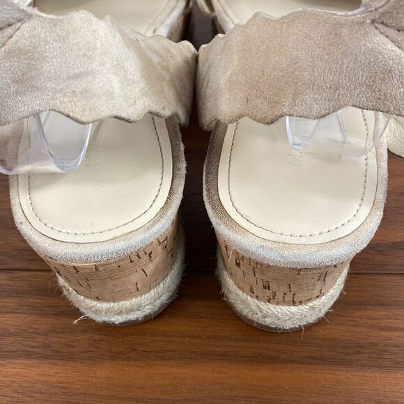 Marc Fisher Faitful leather suede cream platform sandals size 8.5 - Picture 5 of 10